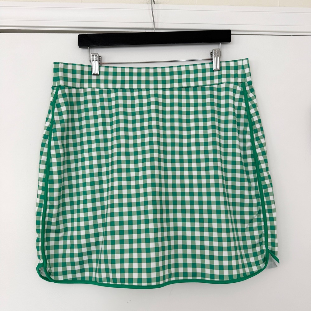 J.Crew Women's Green White Gingham Checkered Active Golf Tennis Skort Size XL